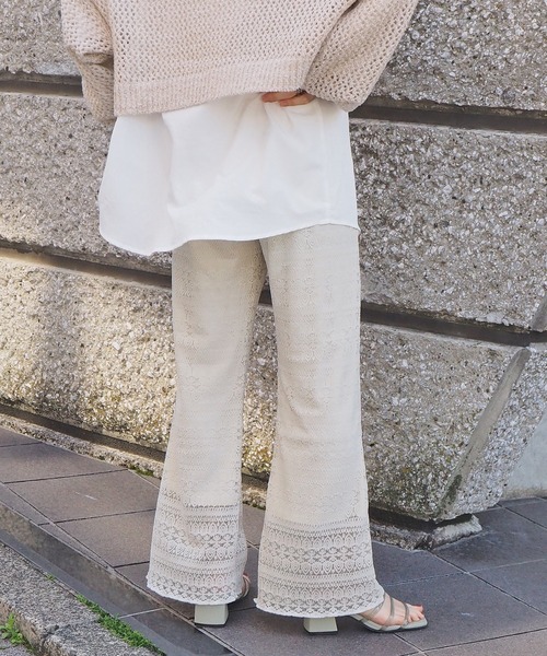 tiptop(ティップトップ)の「2021SS 総レースフレアパンツ(その他パンツ・レディース・ブラック/サックスブルー/ライトグリーン/アイボリー・FREE)」の18枚目の写真