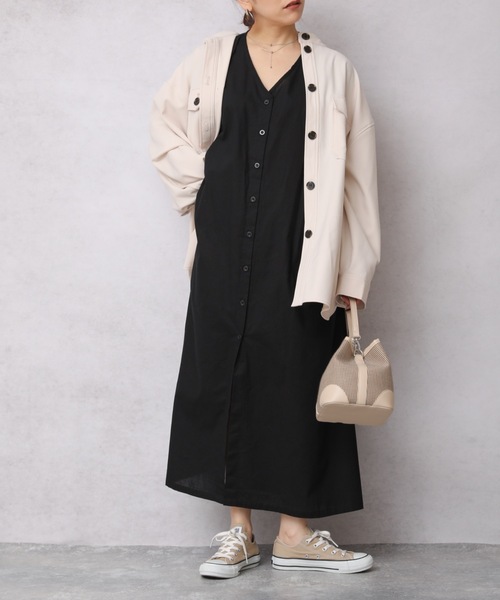 ap retro(アプレトロ)の「ウエストマークフレンチスリーブロングワンピース【ZOZOTOWN限定商品】(ワンピース・レディース・ベージュ/ブラック/ネイビー系/グリーン・FREE)」の1枚目の写真