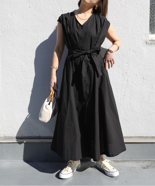 ap retro(アプレトロ)の「ウエストマークフレンチスリーブロングワンピース【ZOZOTOWN限定商品】(ワンピース・レディース・ベージュ/ブラック/ネイビー系/グリーン・FREE)」の16枚目の写真