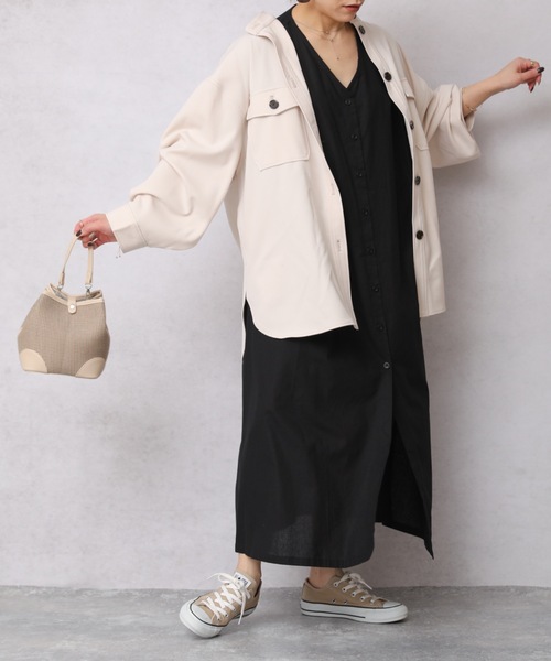 ap retro(アプレトロ)の「ウエストマークフレンチスリーブロングワンピース【ZOZOTOWN限定商品】(ワンピース・レディース・ベージュ/ブラック/ネイビー系/グリーン・FREE)」の7枚目の写真