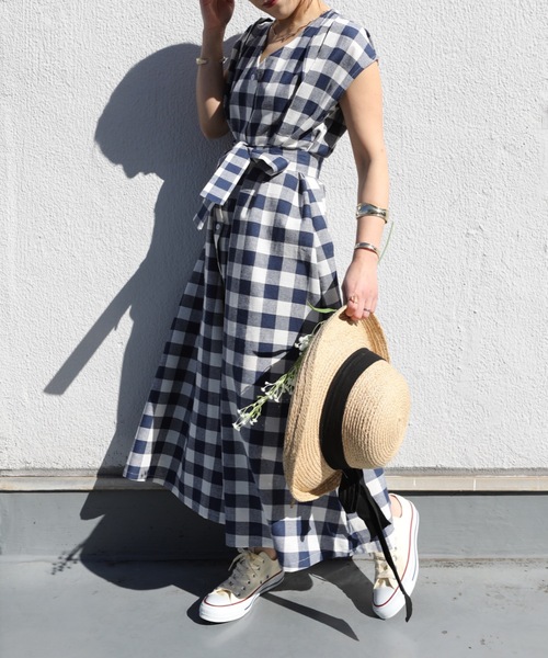 ap retro(アプレトロ)の「ウエストマークフレンチスリーブロングワンピース【ZOZOTOWN限定商品】(ワンピース・レディース・ベージュ/ブラック/ネイビー系/グリーン・FREE)」の13枚目の写真