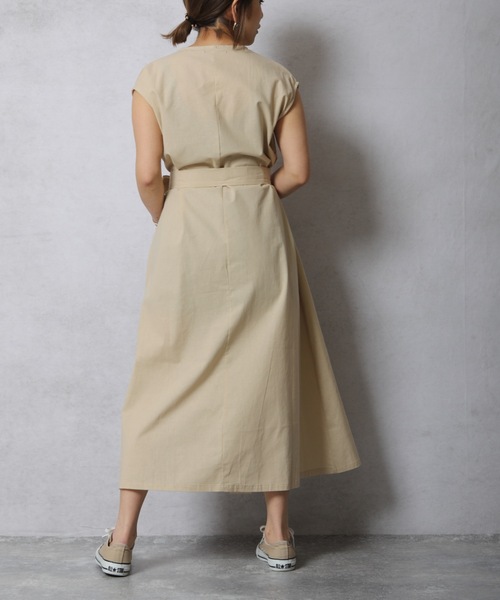 ap retro(アプレトロ)の「ウエストマークフレンチスリーブロングワンピース【ZOZOTOWN限定商品】(ワンピース・レディース・ベージュ/ブラック/ネイビー系/グリーン・FREE)」の9枚目の写真