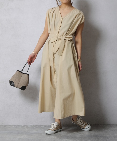 ap retro(アプレトロ)の「ウエストマークフレンチスリーブロングワンピース【ZOZOTOWN限定商品】(ワンピース・レディース・ベージュ/ブラック/ネイビー系/グリーン・FREE)」の19枚目の写真