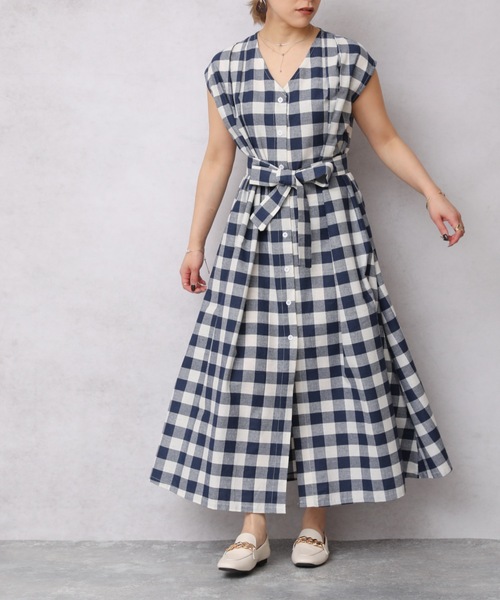 ap retro(アプレトロ)の「ウエストマークフレンチスリーブロングワンピース【ZOZOTOWN限定商品】(ワンピース・レディース・ベージュ/ブラック/ネイビー系/グリーン・FREE)」の12枚目の写真