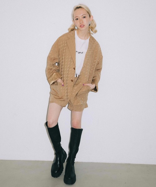 X-girl（エックスガール）の「MILLS LOGO JACQUARD JACKET（ブルゾン・レディース・ブラック/ベージュ/ライトグリーン・S/M）」の18枚目の写真