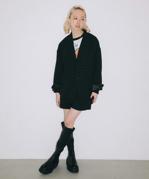 X-girl（エックスガール）の「MILLS LOGO JACQUARD JACKET（ブルゾン・レディース・ブラック/ベージュ/ライトグリーン・S/M）」の19枚目の写真