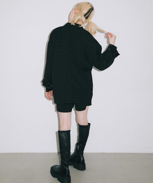 X-girl（エックスガール）の「MILLS LOGO JACQUARD JACKET（ブルゾン・レディース・ブラック/ベージュ/ライトグリーン・S/M）」の14枚目の写真