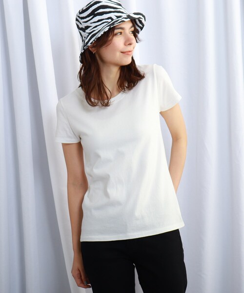 JET（ジェット）の「◆【ウォッシャブル】ベーシックコットンTシャツ（Tシャツ/カットソー・レディース・ピンク系/ブラック/ホワイト/ライトブルー・04/80）」の2枚目の写真