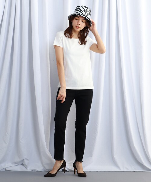 JET（ジェット）の「◆【ウォッシャブル】ベーシックコットンTシャツ（Tシャツ/カットソー・レディース・ピンク系/ブラック/ホワイト/ライトブルー・04/80）」の8枚目の写真