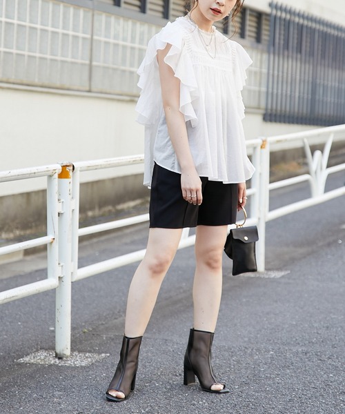 Chico（チコ）の「ピンタック肩フリルシアーブラウス（シャツ/ブラウス・レディース・ホワイト/ブラック/パープル/ピンク・FREE）」の22枚目の写真