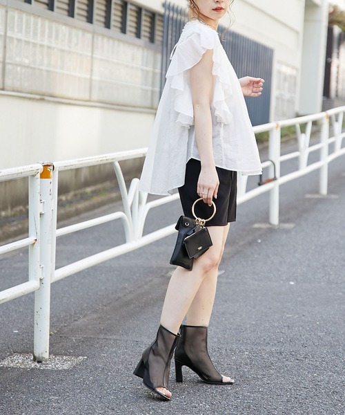 Chico（チコ）の「ピンタック肩フリルシアーブラウス（シャツ/ブラウス・レディース・ホワイト/ブラック/パープル/ピンク・FREE）」の13枚目の写真