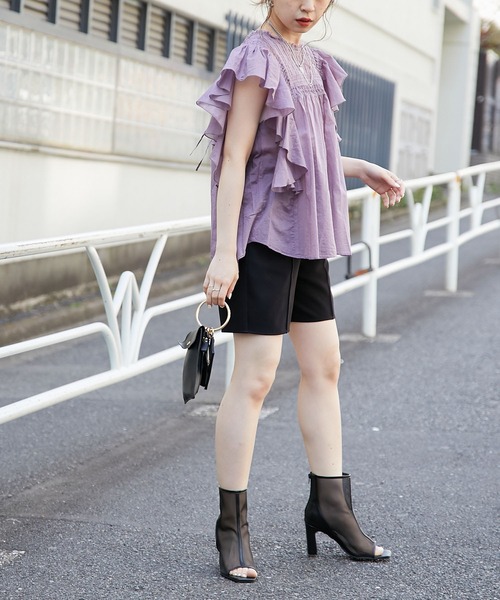 Chico（チコ）の「ピンタック肩フリルシアーブラウス（シャツ/ブラウス・レディース・ホワイト/ブラック/パープル/ピンク・FREE）」の19枚目の写真