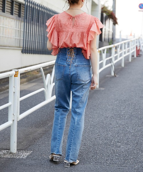 Chico（チコ）の「ピンタック肩フリルシアーブラウス（シャツ/ブラウス・レディース・ホワイト/ブラック/パープル/ピンク・FREE）」の11枚目の写真