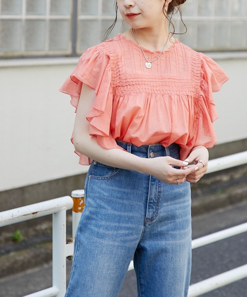 Chico（チコ）の「ピンタック肩フリルシアーブラウス（シャツ/ブラウス・レディース・ホワイト/ブラック/パープル/ピンク・FREE）」の16枚目の写真