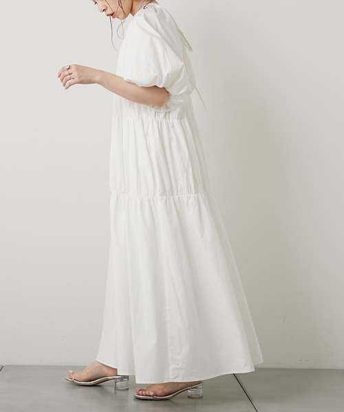 Chico（チコ）の「バックデザインティアードロングワンピース（ワンピース・レディース・ホワイト/ブラック/パープル・FREE）」の12枚目の写真