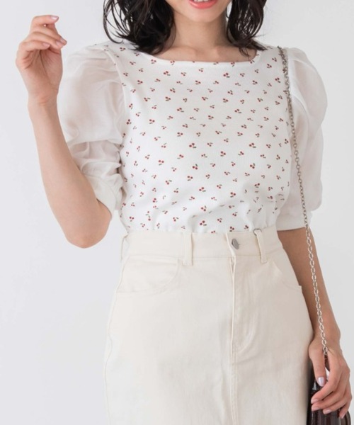 WEGO（ウィゴー）の「WEGO/シアーギャザースリーブトップス（Tシャツ/カットソー・レディース・ブラック/グリーン系その他/ホワイト系その他5/その他1/その他2・FREE）」の5枚目の写真