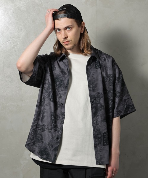 PERK GAPS（パークギャップス）の「PGジョーゼットレトロ半袖シャツ（シャツ/ブラウス・メンズ・ブラック/ブラウン・M/L）」の2枚目の写真