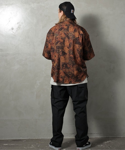 PERK GAPS（パークギャップス）の「PGジョーゼットレトロ半袖シャツ（シャツ/ブラウス・メンズ・ブラック/ブラウン・M/L）」の4枚目の写真