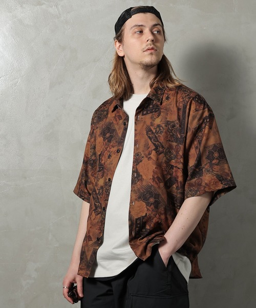 PERK GAPS（パークギャップス）の「PGジョーゼットレトロ半袖シャツ（シャツ/ブラウス・メンズ・ブラック/ブラウン・M/L）」の16枚目の写真