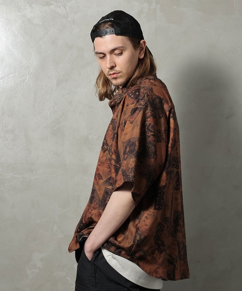 PERK GAPS（パークギャップス）の「PGジョーゼットレトロ半袖シャツ（シャツ/ブラウス・メンズ・ブラック/ブラウン・M/L）」の21枚目の写真