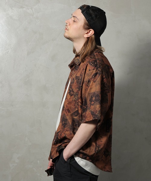 PERK GAPS（パークギャップス）の「PGジョーゼットレトロ半袖シャツ（シャツ/ブラウス・メンズ・ブラック/ブラウン・M/L）」の6枚目の写真