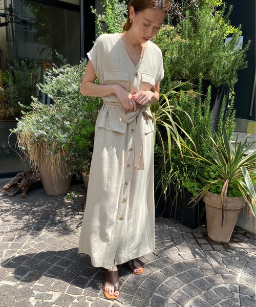 AZUL ENCANTO（アズールエンカント）の「ミリタリーリボンワンピース（ワンピース・レディース・ベージュ/カーキ/ボルドー・FREE）」の5枚目の写真