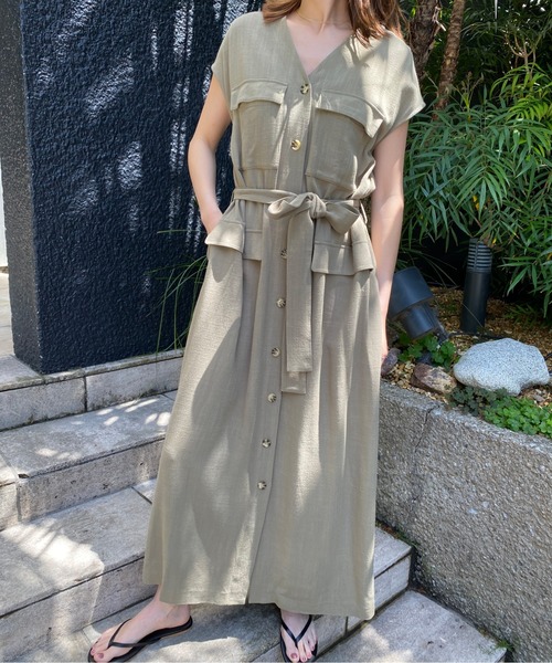 AZUL ENCANTO（アズールエンカント）の「ミリタリーリボンワンピース（ワンピース・レディース・ベージュ/カーキ/ボルドー・FREE）」の14枚目の写真