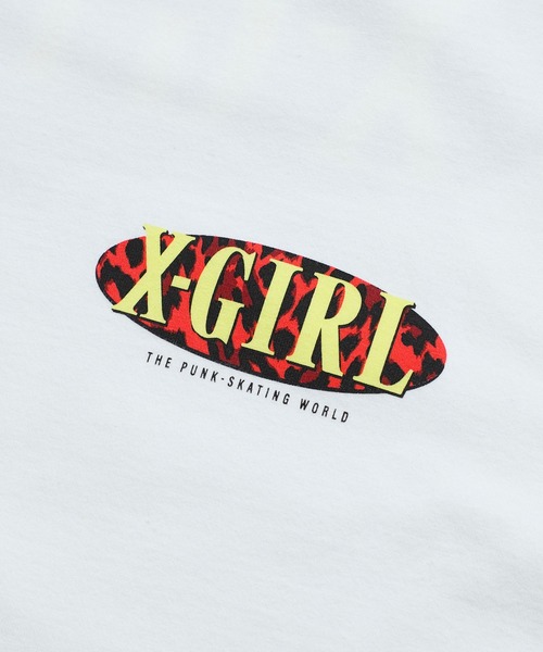 X-girl（エックスガール）の「LEOPARD OVAL LOGO S/S TEE（Tシャツ/カットソー・レディース・ブラック/ライトパープル/ホワイト/ベージュ・M/S/XL/L）」の5枚目の写真