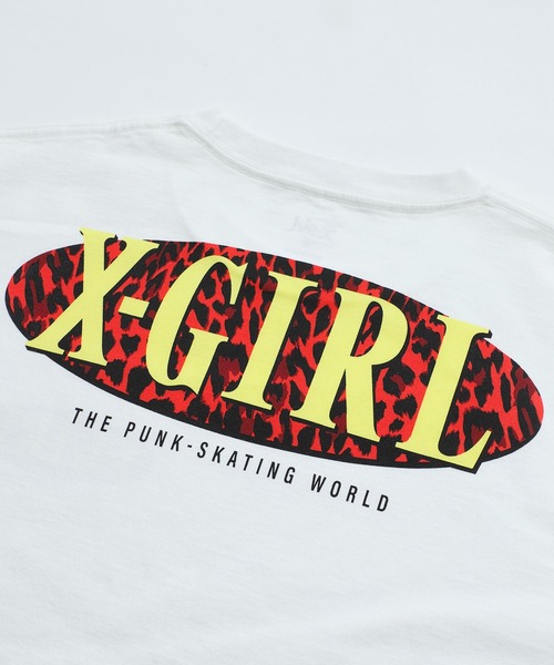 X-girl（エックスガール）の「LEOPARD OVAL LOGO S/S TEE（Tシャツ/カットソー・レディース・ブラック/ライトパープル/ホワイト/ベージュ・M/S/XL/L）」の8枚目の写真