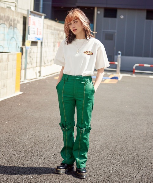 X-girl（エックスガール）の「LEOPARD OVAL LOGO S/S TEE（Tシャツ/カットソー・レディース・ブラック/ライトパープル/ホワイト/ベージュ・M/S/XL/L）」の20枚目の写真