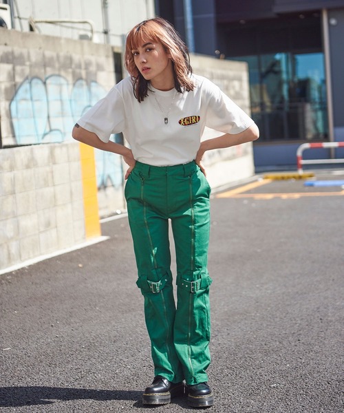 X-girl（エックスガール）の「LEOPARD OVAL LOGO S/S TEE（Tシャツ/カットソー・レディース・ブラック/ライトパープル/ホワイト/ベージュ・M/S/XL/L）」の10枚目の写真