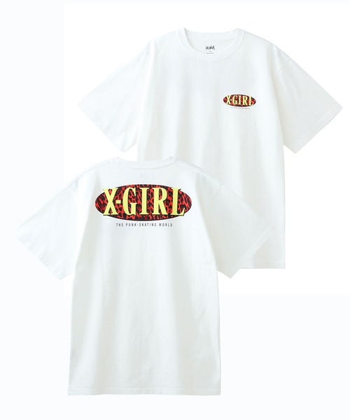 X-girl（エックスガール）の「LEOPARD OVAL LOGO S/S TEE（Tシャツ/カットソー・レディース・ブラック/ライトパープル/ホワイト/ベージュ・M/S/XL/L）」の16枚目の写真