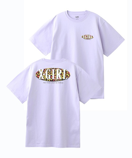 X-girl（エックスガール）の「LEOPARD OVAL LOGO S/S TEE（Tシャツ/カットソー・レディース・ブラック/ライトパープル/ホワイト/ベージュ・M/S/XL/L）」の14枚目の写真