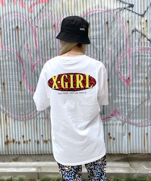 X-girl（エックスガール）の「LEOPARD OVAL LOGO S/S TEE（Tシャツ/カットソー・レディース・ブラック/ライトパープル/ホワイト/ベージュ・M/S/XL/L）」の22枚目の写真