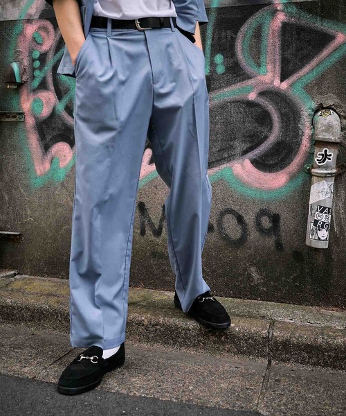 PUBLUX（パブリュクス）の「【PUBLUX/パブリュクス×ベルエポック】　センタープレスワイドパンツ/ユニセックス（スラックス・メンズ・ブルー/オリーブ/ブラウン/ブラック/ホワイト・MEDIUM/SMALL/LARGE）」の7枚目の写真