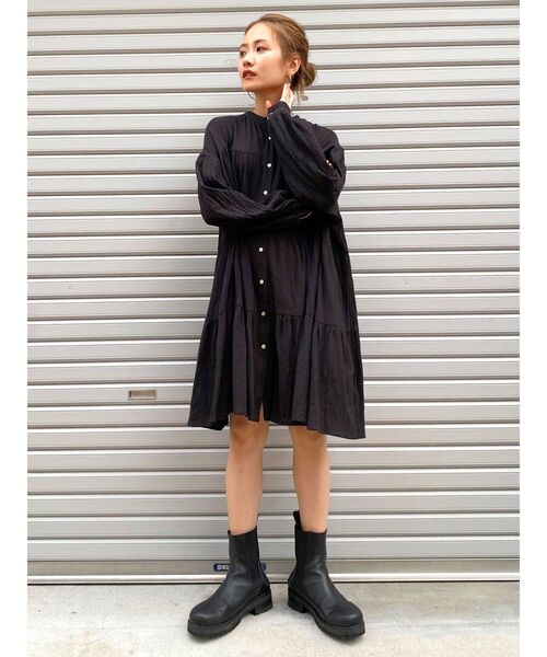 Ungrid（アングリッド）の「【WEB限定】ティアードミニワンピース（ワンピース・レディース・ブラック/オフホワイト/オレンジ/ライトイエロー・FREE）」の3枚目の写真