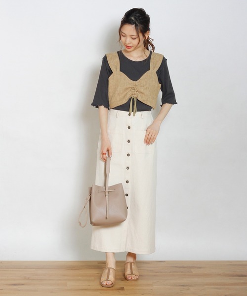 Crisp（クリスプ）の「ツイルロングタイトスカート（スカート・レディース・グリーン/アイボリー/ブラウン・FREE）」の21枚目の写真