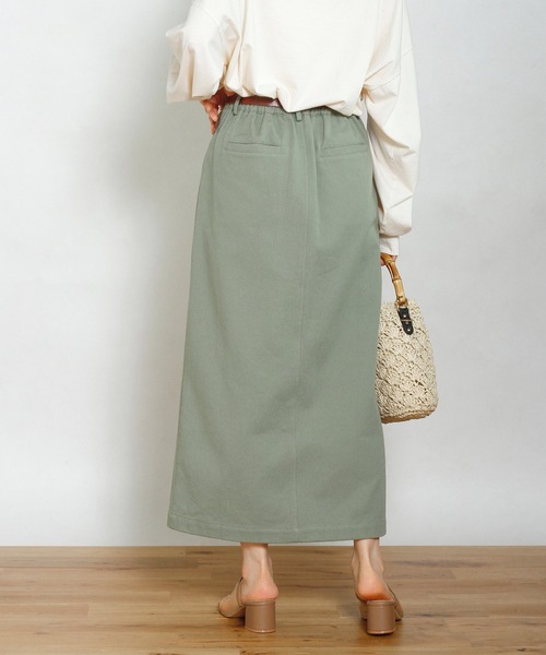 Crisp（クリスプ）の「ツイルロングタイトスカート（スカート・レディース・グリーン/アイボリー/ブラウン・FREE）」の8枚目の写真