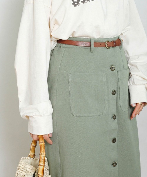 Crisp（クリスプ）の「ツイルロングタイトスカート（スカート・レディース・グリーン/アイボリー/ブラウン・FREE）」の10枚目の写真