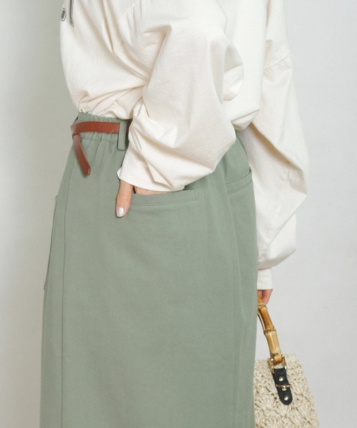 Crisp（クリスプ）の「ツイルロングタイトスカート（スカート・レディース・グリーン/アイボリー/ブラウン・FREE）」の11枚目の写真