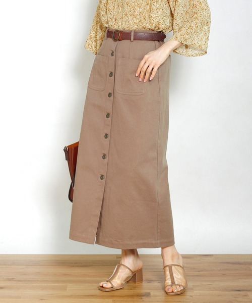 Crisp（クリスプ）の「ツイルロングタイトスカート（スカート・レディース・グリーン/アイボリー/ブラウン・FREE）」の14枚目の写真