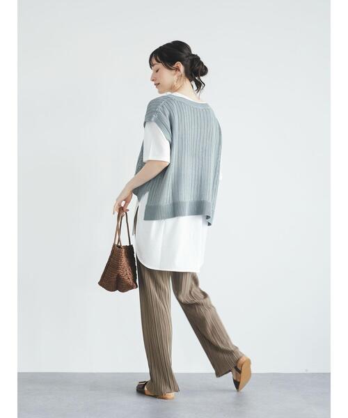 earth music&ecology（アースミュージックアンドエコロジー）の「すきな丈プリーツパンツ ＊（その他パンツ・レディース・ブラック/ブラウン/イエロー/ミント/ラベンダー/ライトベージュ・FREE）」の14枚目の写真