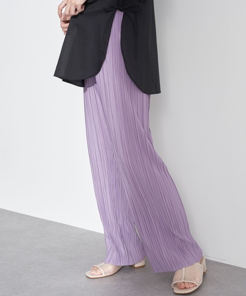 earth music&ecology（アースミュージックアンドエコロジー）の「すきな丈プリーツパンツ ＊（その他パンツ・レディース・ブラック/ブラウン/イエロー/ミント/ラベンダー/ライトベージュ・FREE）」の5枚目の写真