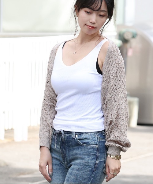 ARCANUM DESIGN（アルカナムデザイン）の「ARL 7G KNIT ﾓﾓﾝｶﾞｶｰﾃﾞｨｶﾞﾝ（カーディガン/ボレロ・レディース・ブラック/グレー/モカ・FREE）」の3枚目の写真