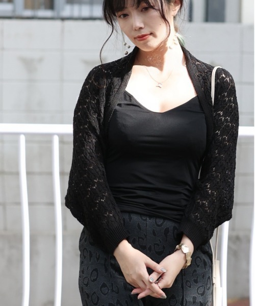 ARCANUM DESIGN（アルカナムデザイン）の「ARL 7G KNIT ﾓﾓﾝｶﾞｶｰﾃﾞｨｶﾞﾝ（カーディガン/ボレロ・レディース・ブラック/グレー/モカ・FREE）」の2枚目の写真