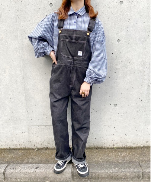 nemne store（ネンネストア）の「あの子の古着っぽオーバーオール（サロペット/オーバーオール・レディース・グレー/インディゴブルー/ミント/アイボリー/ブラック/ベージュ/ブルーグリーン/カーキ・MEDIUM/SMALL）」の2枚目の写真