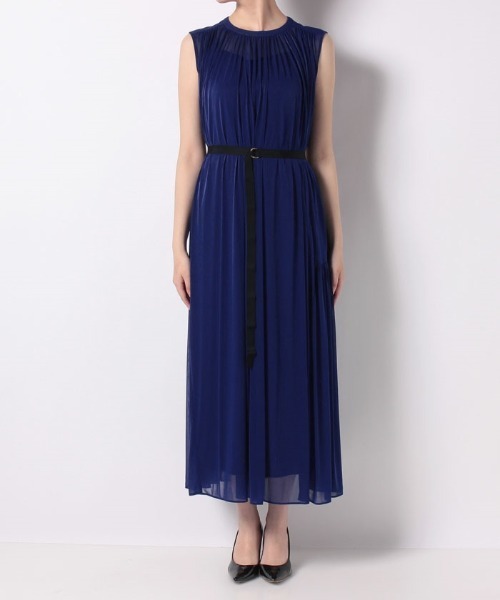 美品 アルアバイル allureville ギャザーロングワンピース ブルー 20232014050_09d3760220735d5bd6