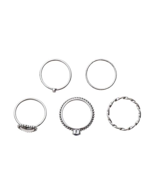 jouetie（ジュエティ）の「ハートモチーフミックス 5セットリング（リング・レディース・シルバー/ゴールド・FREE）」の3枚目の写真