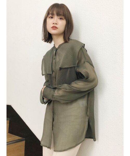 MURUA(ムルーア)の「セーラーシアーオーバーシャツ(シャツ/ブラウス・レディース・ホワイト/ブラック/ピンク/グリーン・FREE)」の3枚目の写真