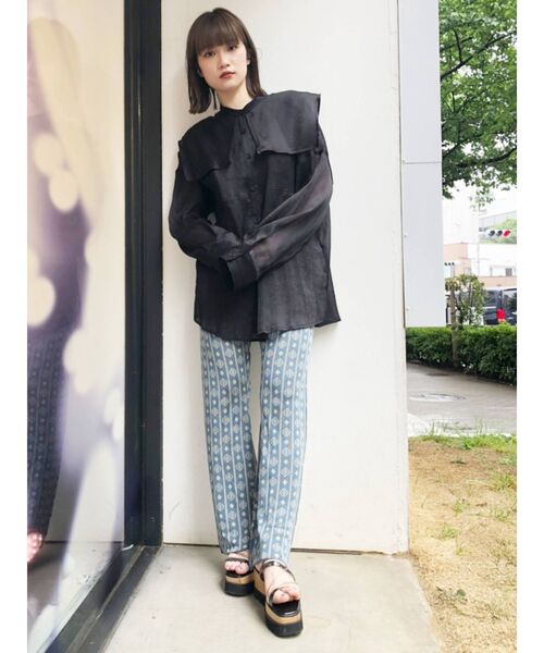 MURUA(ムルーア)の「セーラーシアーオーバーシャツ(シャツ/ブラウス・レディース・ホワイト/ブラック/ピンク/グリーン・FREE)」の6枚目の写真